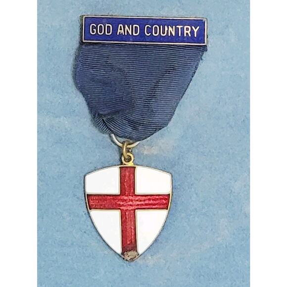 1960s Eagle Scout Medal and God & Country Medal Pin Sterling I Frame - Picture 3 of 6